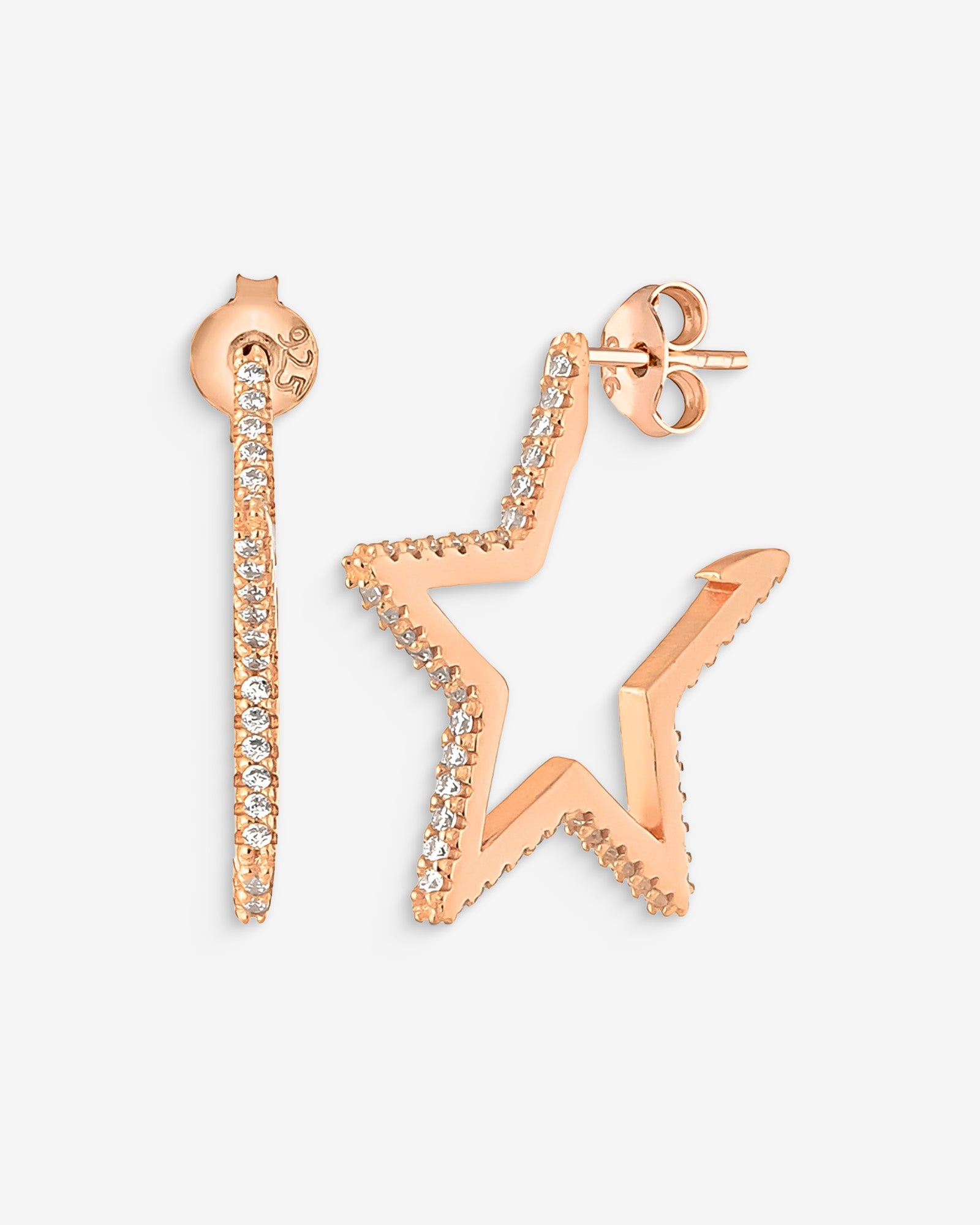 Star Shape Stud Earrings - Dazzling Star Earrings - Minimalist Rose Gold Color Star Earrings - Sterling Silver Jewelry