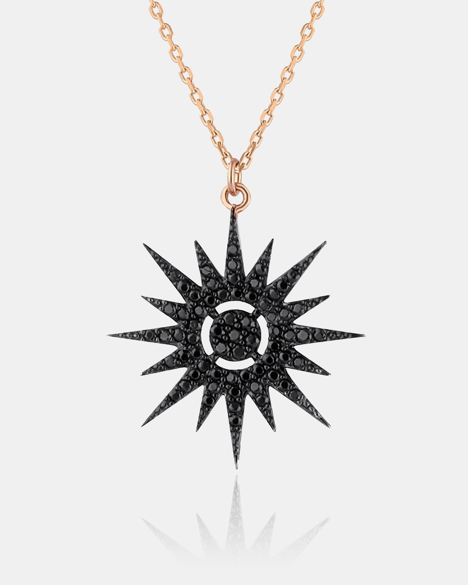 Cosmic Star Necklace, North Star Jewelry Pendant, , Starburst Pave Necklace, Delicate Silver Necklace