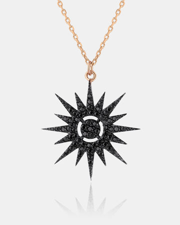 Cosmic Star Necklace, North Star Jewelry Pendant, , Starburst Pave Necklace, Delicate Silver Necklace