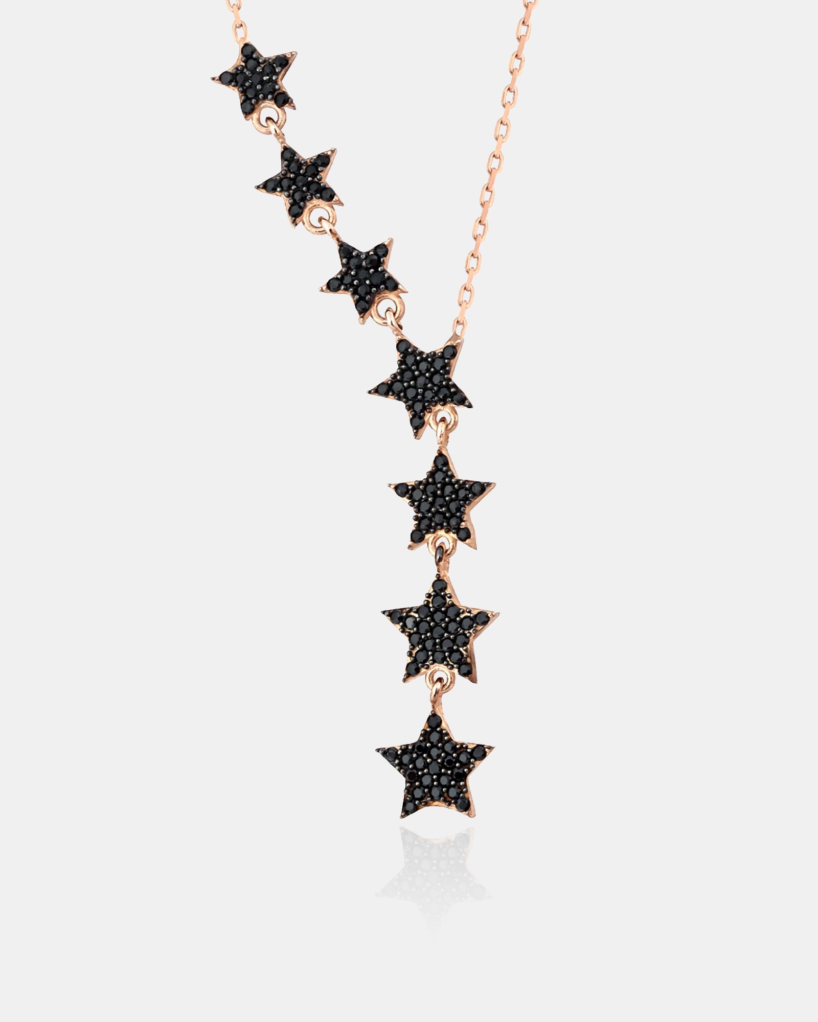 Asymmetric Y Shape Star Lariat Necklace - Drop Star Pendant - Zircon Gemstones - Silver/gold/rose Gold Chain -