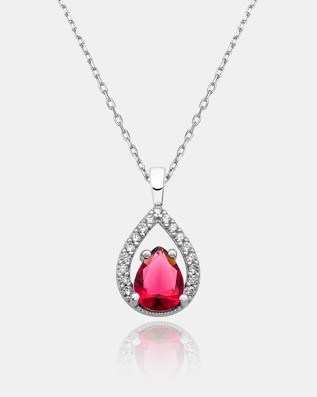 Emerald Birthstone Silver Necklace | Drop Birthstone Silver Necklace | Delicate Zircon Silver Necklace | Summer Necklace