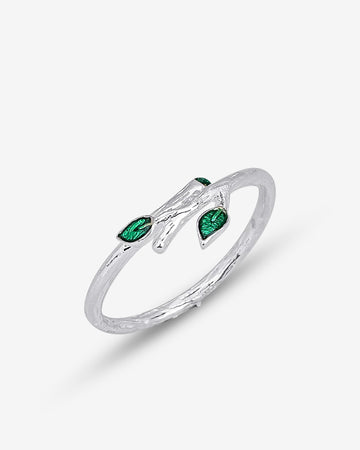 Emerald Ivy Ring - Adjustable Green Leaf Ring - Nature Lover Gift - Ivy Wrap Ring - Minimalist 925 Sterling Silver Jewelry