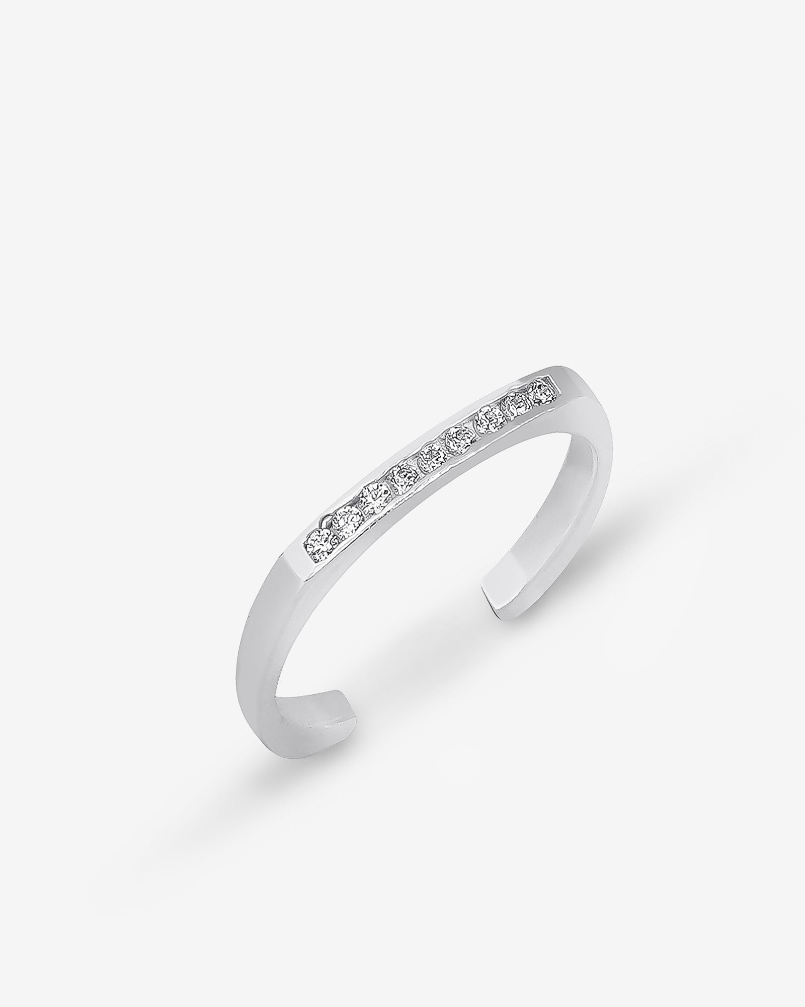 Rose Gold Signet Bar Ring With Zirconia - Minimalist Geometric Ring - Flat Top Cz Ring - Dainty Silver Jewelry For Women - Engagement Ring