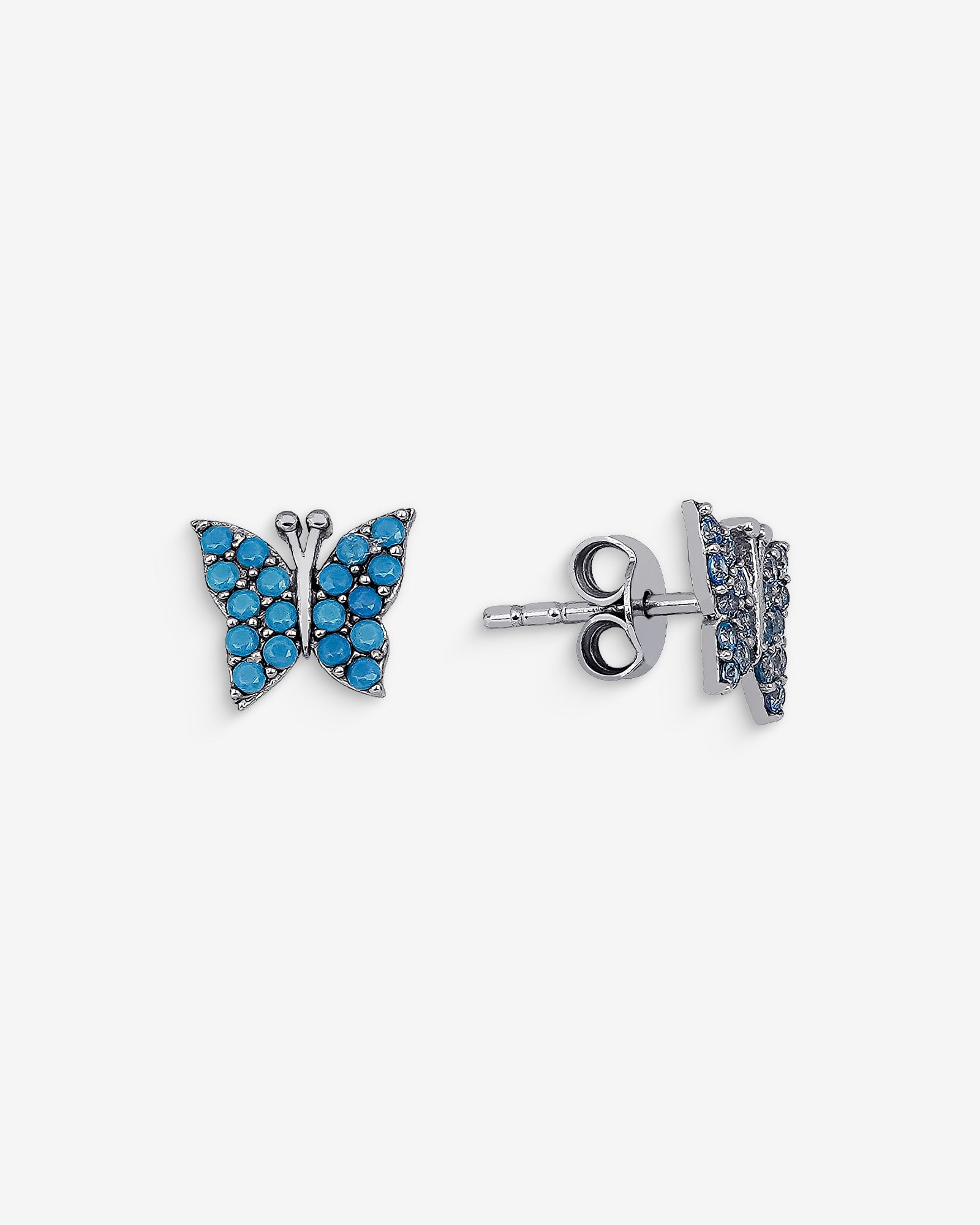 Minimalist Butterfly Earrings - Turquoise, Aquamarine, Zircon Butterfly Stud Earrings - Handmade 925 Sterling Silver Jewelry