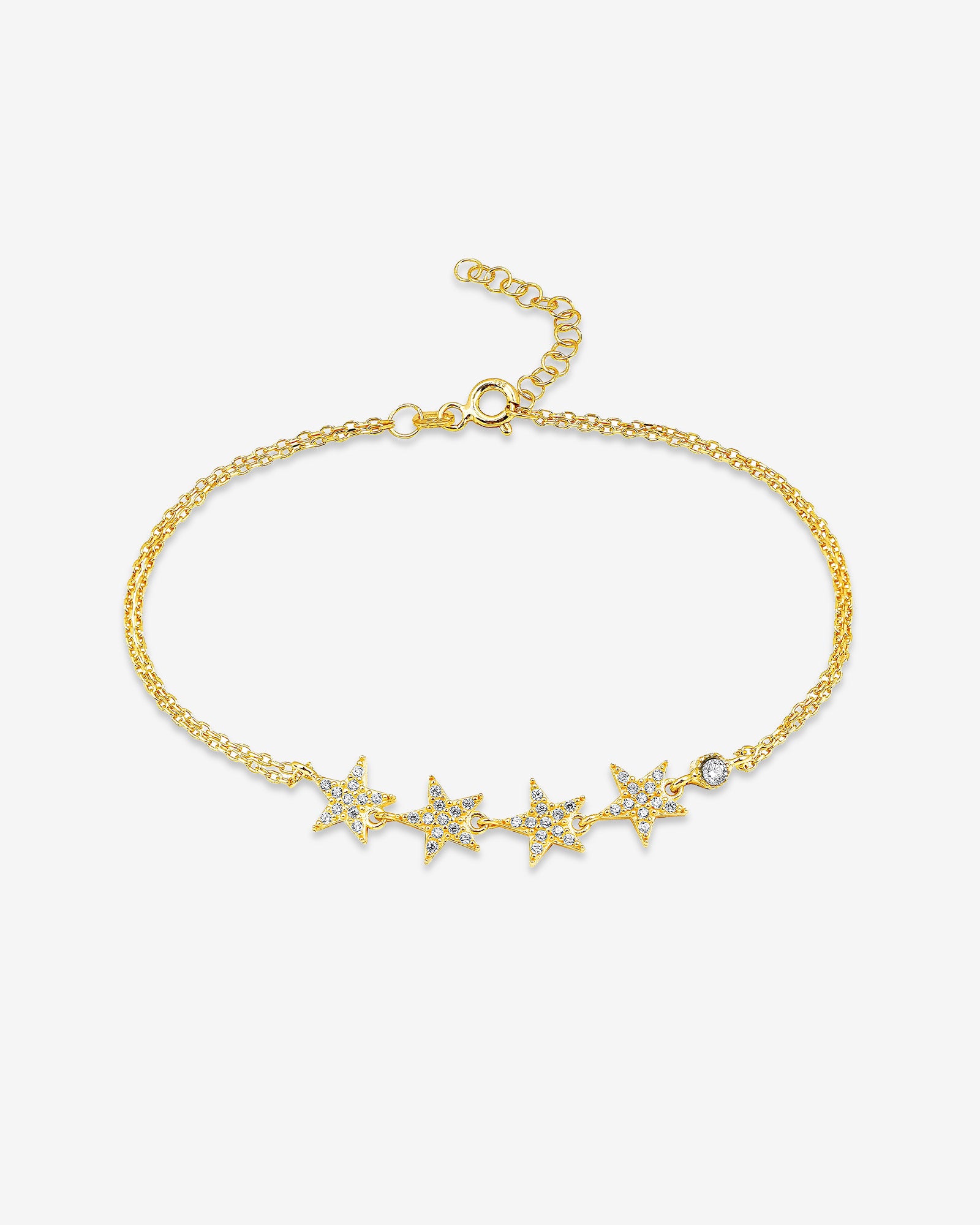 Star Chain Bracelet - Zircon Gemstones Celestial Bracelet - Rose Gold Plated Jewelry - Sterling Silver Jewelry For Women