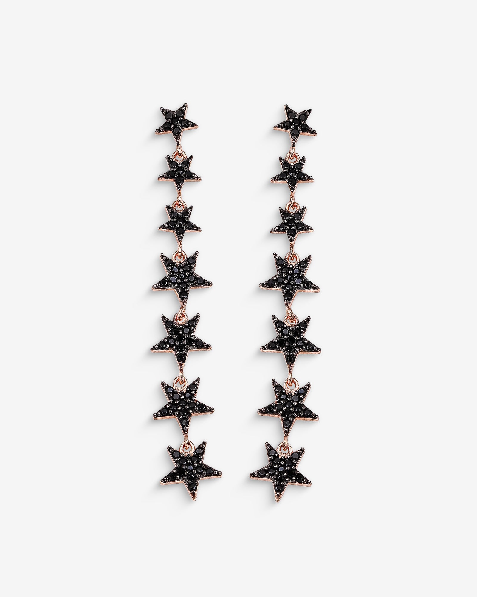 Star Lariat Dangle Earrings - Zircon Gemstones Celestial Earrings - Sterling Silver Jewelry - Star Design Stud Earrings - Star Drop Earrings