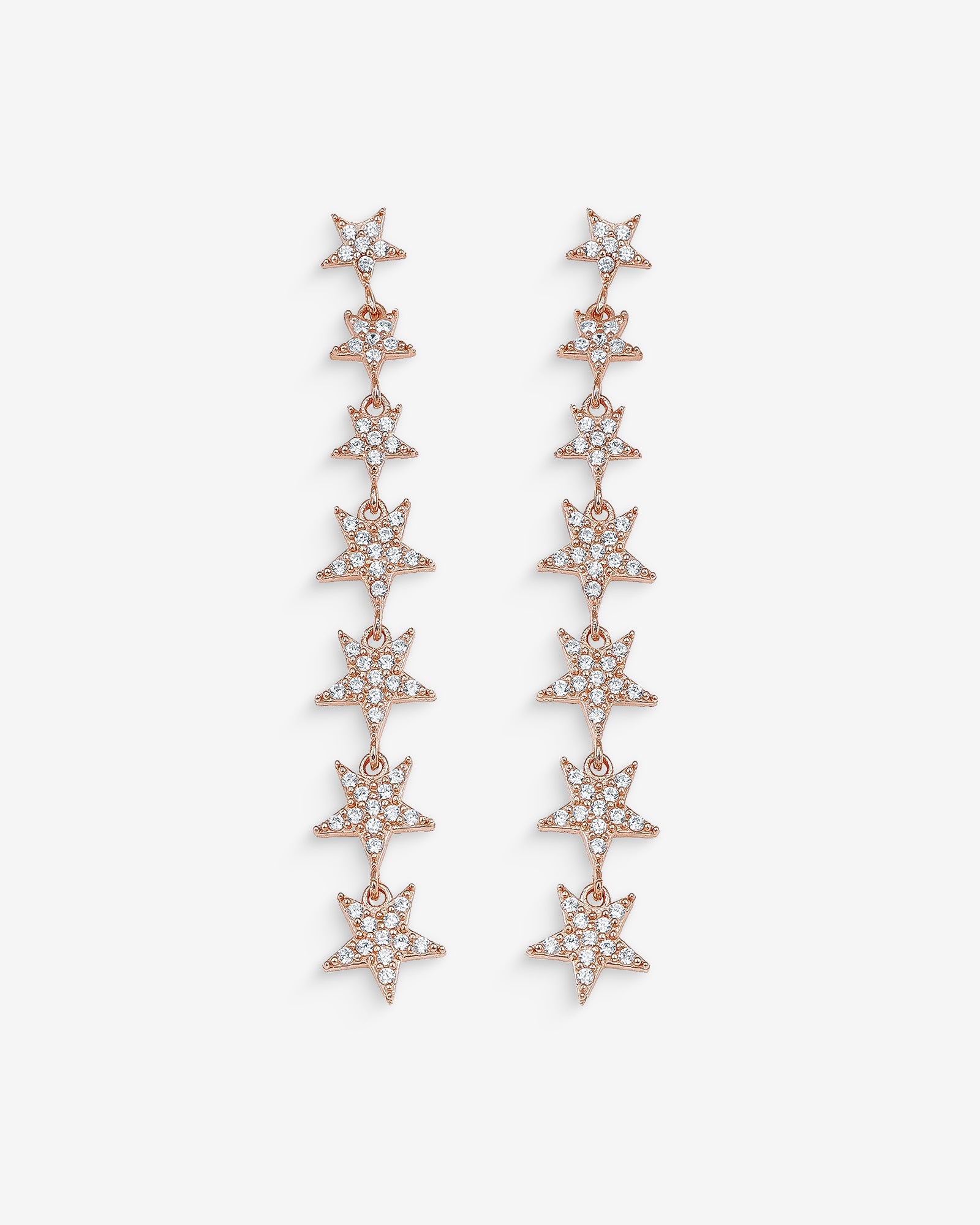 Star Lariat Dangle Earrings - Zircon Gemstones Celestial Earrings - Sterling Silver Jewelry - Star Design Stud Earrings - Star Drop Earrings