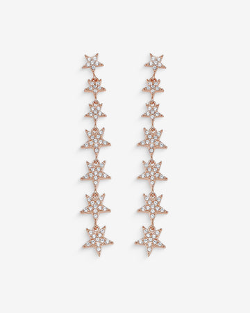 Star Lariat Dangle Earrings - Zircon Gemstones Celestial Earrings - Sterling Silver Jewelry - Star Design Stud Earrings - Star Drop Earrings
