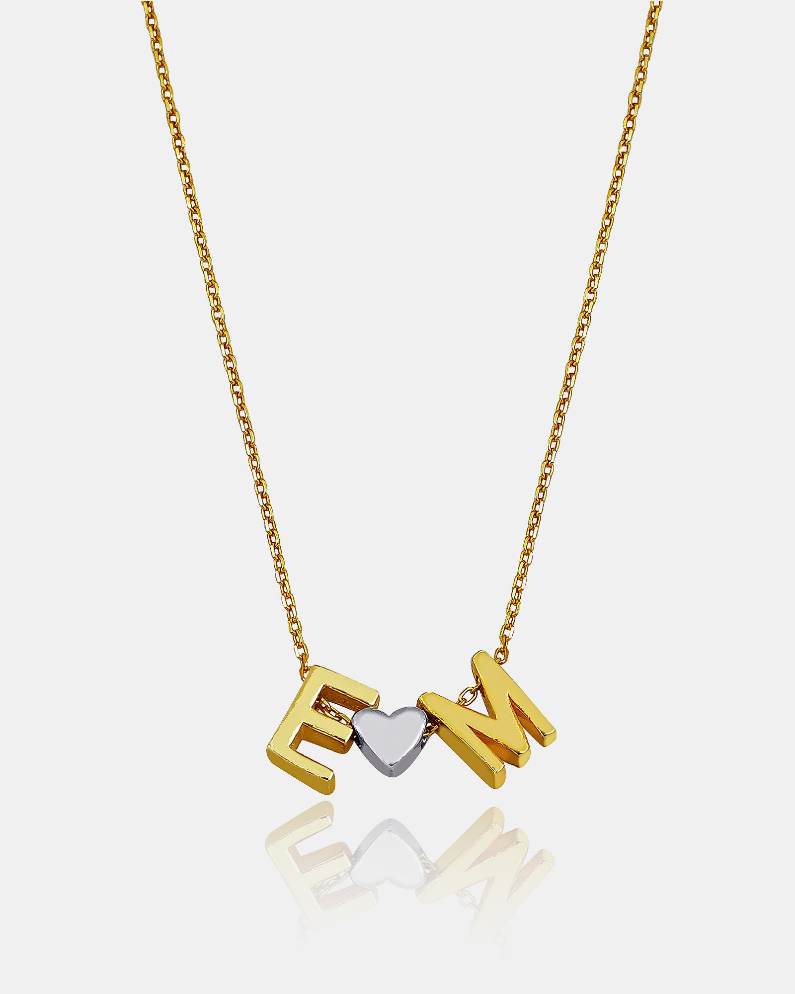 Personalized Multinitial Necklace - Sterling Silver Customized Name Necklace - Dainty Initial & Heart Pendant - Handmade Personalized Gift