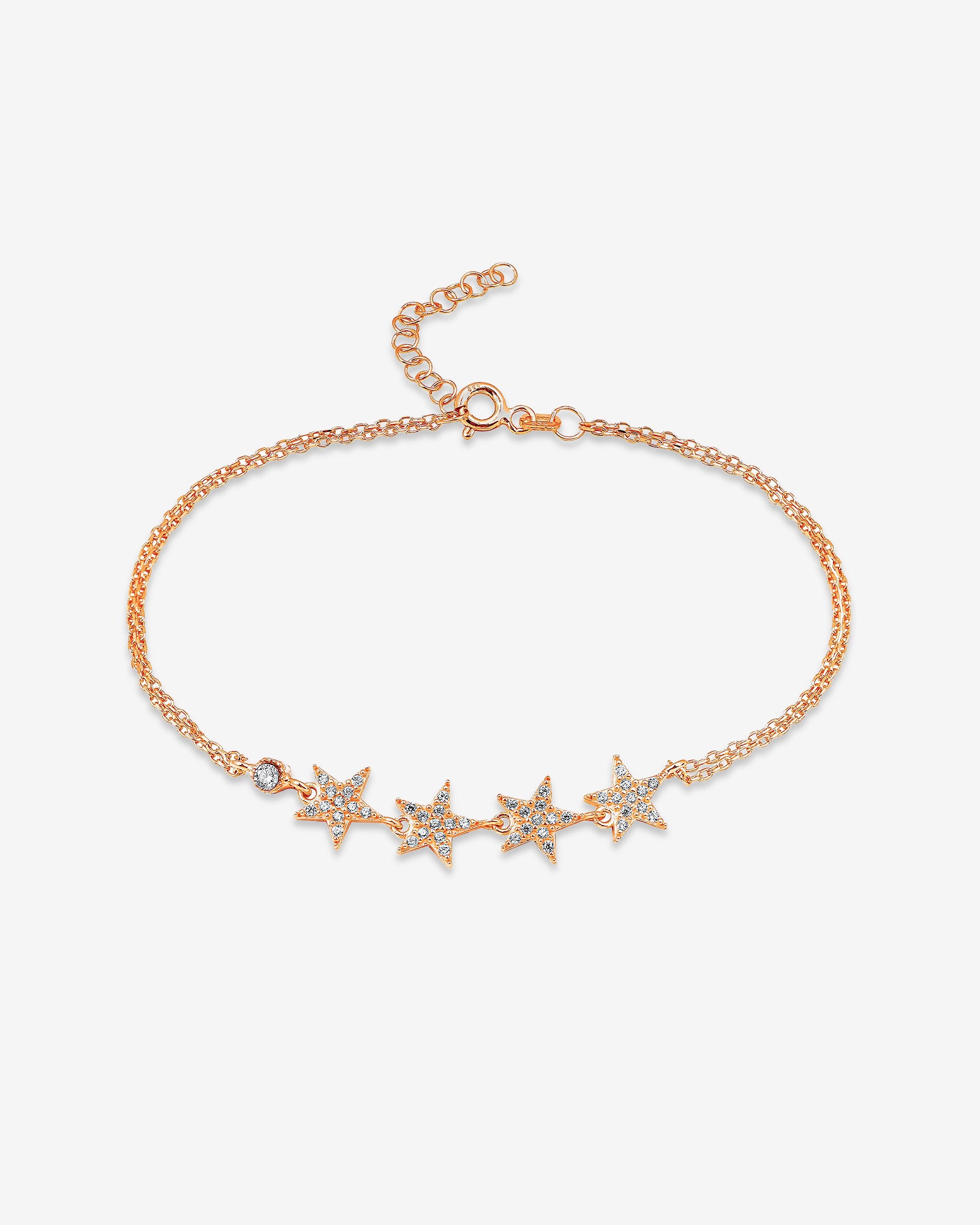 Star Chain Bracelet - Zircon Gemstones Celestial Bracelet - Rose Gold Plated Jewelry - Sterling Silver Jewelry For Women