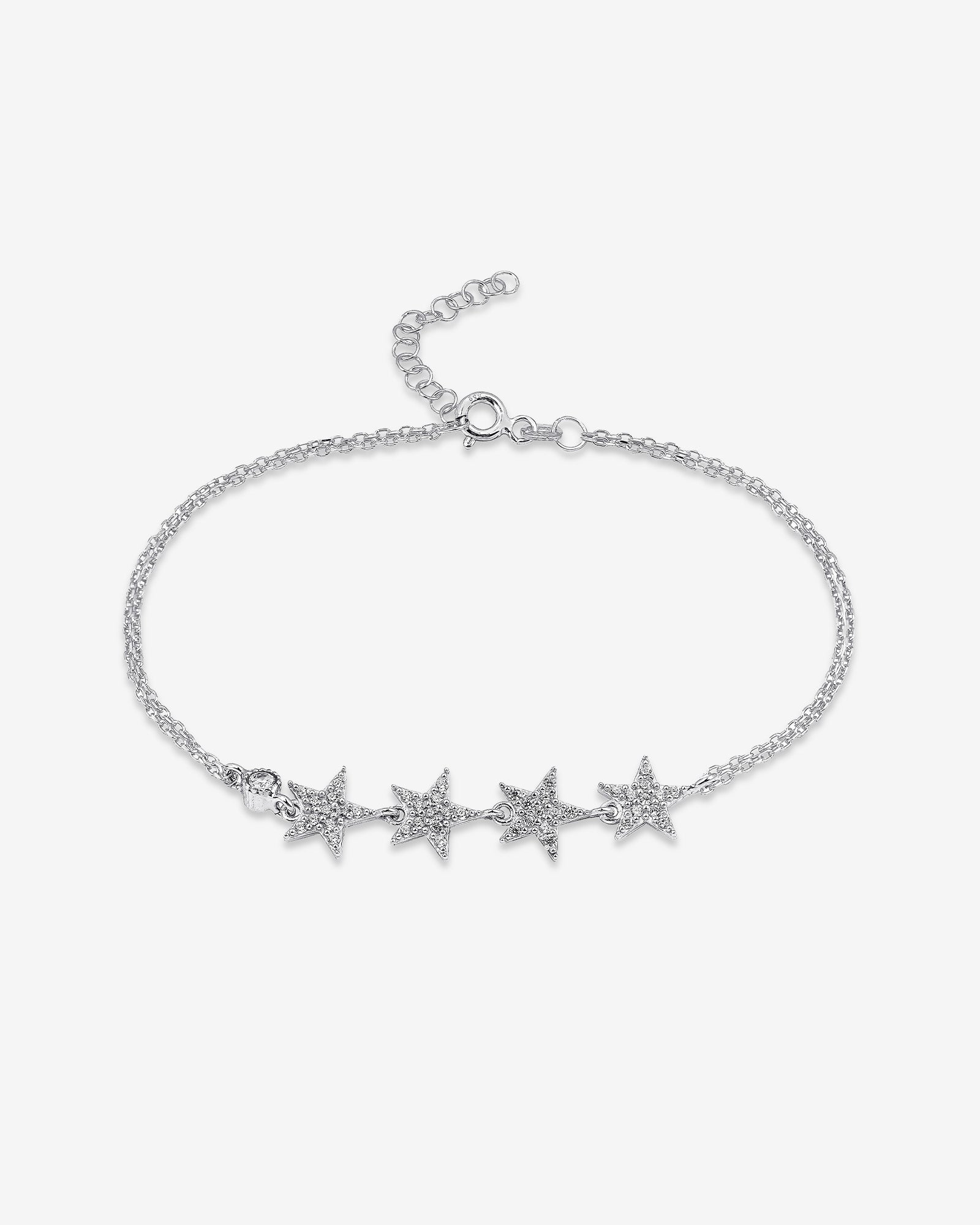 Star Chain Bracelet - Zircon Gemstones Celestial Bracelet - Rose Gold Plated Jewelry - Sterling Silver Jewelry For Women