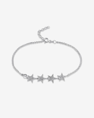 Star Chain Bracelet - Zircon Gemstones Celestial Bracelet - Rose Gold Plated Jewelry - Sterling Silver Jewelry For Women