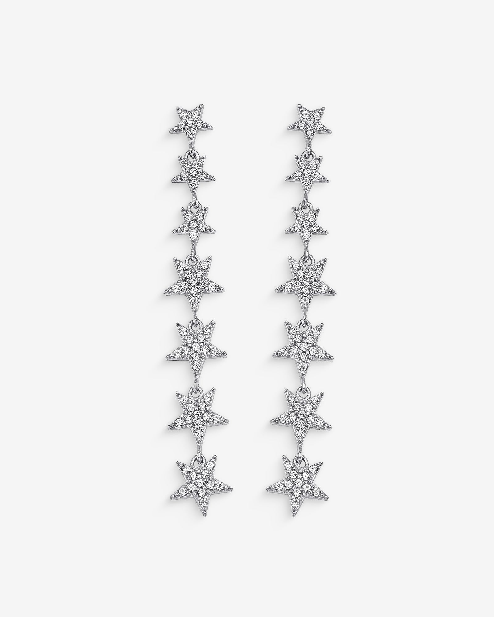 Star Lariat Dangle Earrings - Zircon Gemstones Celestial Earrings - Sterling Silver Jewelry - Star Design Stud Earrings - Star Drop Earrings