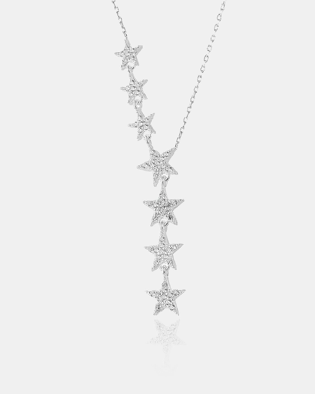 Star Lariat Necklace - Asymmetric Y Shape Drop Star Pendant - Zircon Gemstones - Silver / Gold / Rose Gold Options