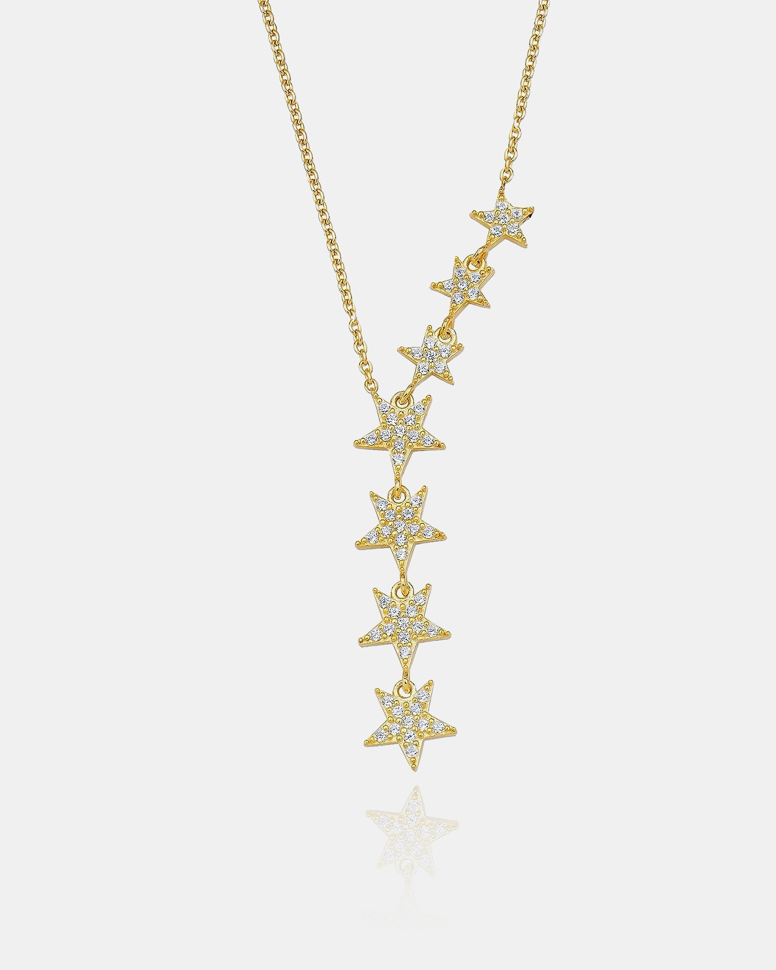 Gold Color Star Lariat Necklace - Asymmetric Y Shape Drop Star Pendant - Silver / Gold / Rose Gold Chain Options -