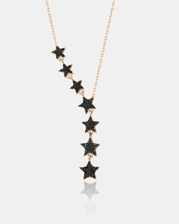 Sparkling Star Lariat Necklace - Sterling Silver Asymmetric Y Shape Star Pendant - Silver / Gold / Rose Gold Options -