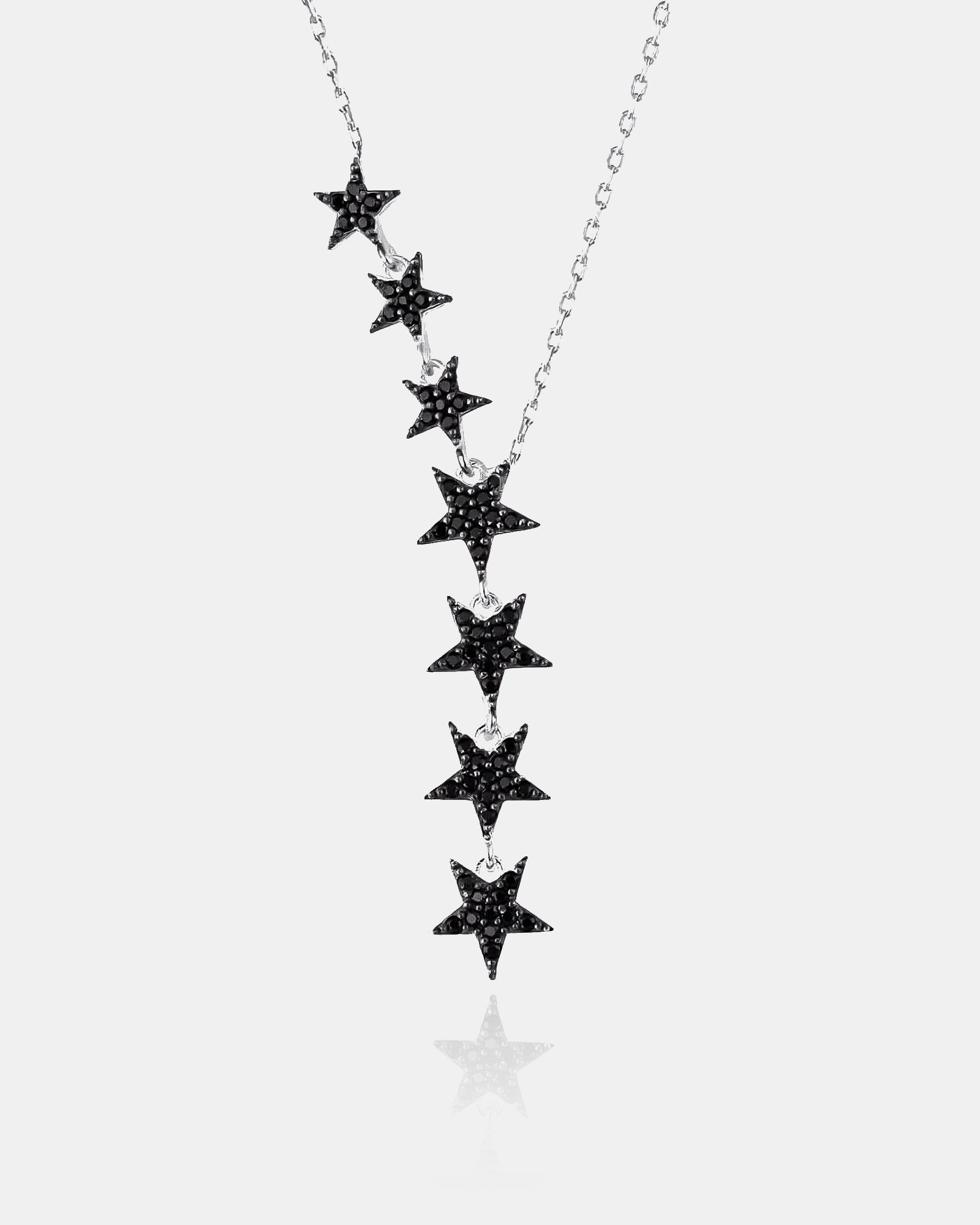 Asymmetric Y Shape Star Lariat Necklace - Drop Star Pendant - Zircon Gemstones - Silver/gold/rose Gold Chain -