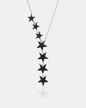 Asymmetric Y Shape Star Lariat Necklace - Drop Star Pendant - Zircon Gemstones - Silver/gold/rose Gold Chain -