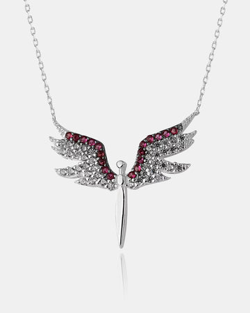 Lucky Angel Wings Necklace , Protective Angel Jewelry Gift , Delicate Gold Plated Angel Charm , 925 Sterling Silver Guardian Angel Necklace