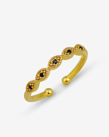 Half Eternity Art Deco Ring - Gold Color Traditional Wedding Band - Marquise Shaped Silver Jewelry - Dainty & Minimalist Jewelry For Women