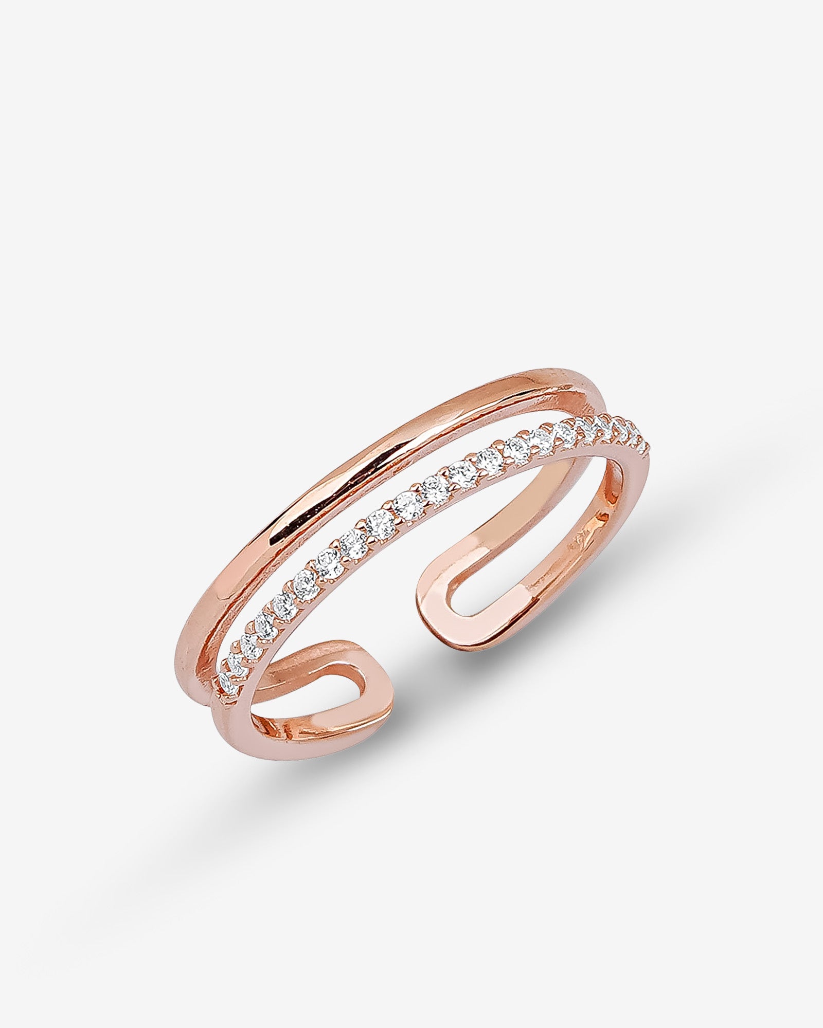 Double Layer Eternity Ring - Sparkling Silver Cz Infinity Wedding Ring - Layered Design Stackable Ring - Gold/silver/rose Options