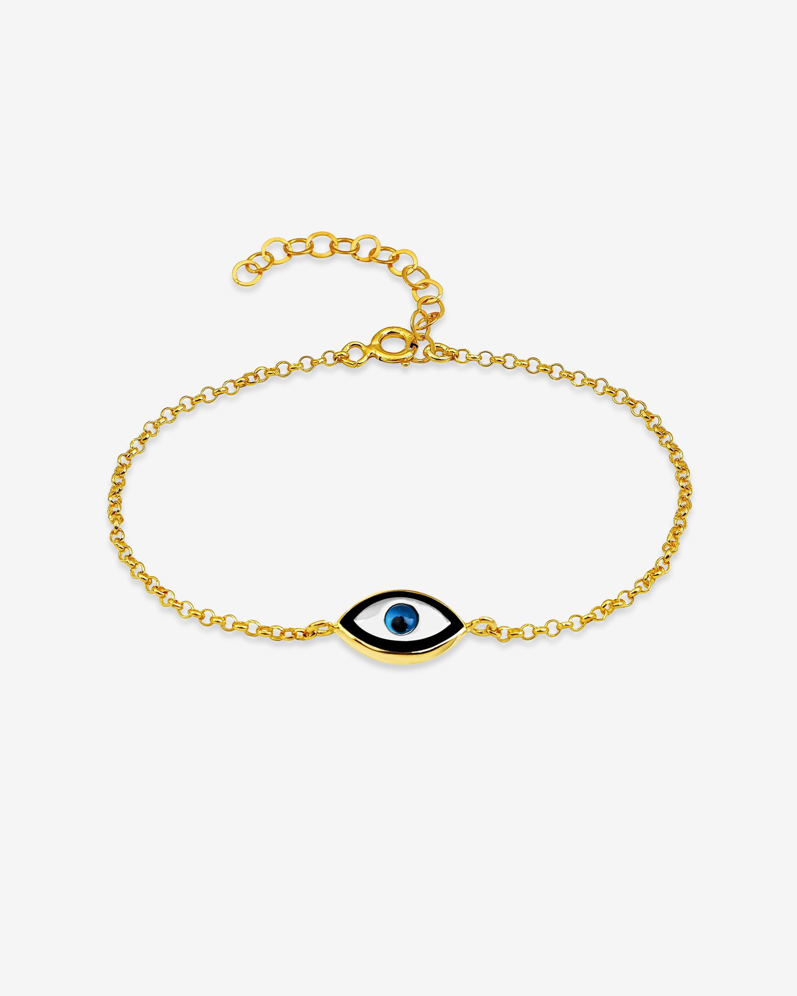 Marquise Evil Eye Bracelet , Black And White Enamel Evil Eye Protection Bracelet , Gold And Silver Chain Options , Symbol Of Protection