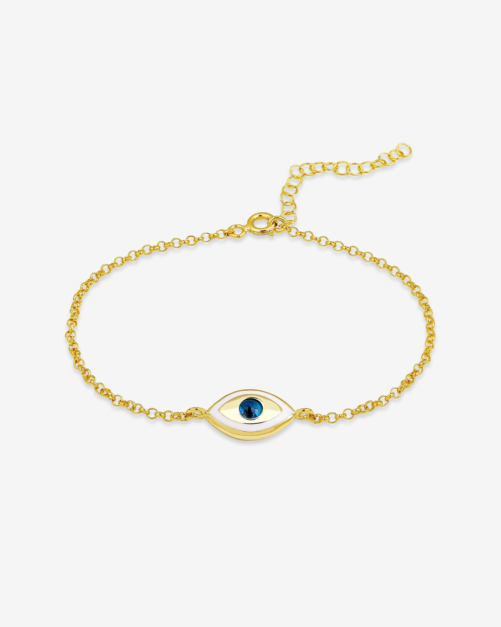 Marquise Evil Eye Bracelet , Black And White Enamel Evil Eye Protection Bracelet , Gold And Silver Chain Options , Symbol Of Protection