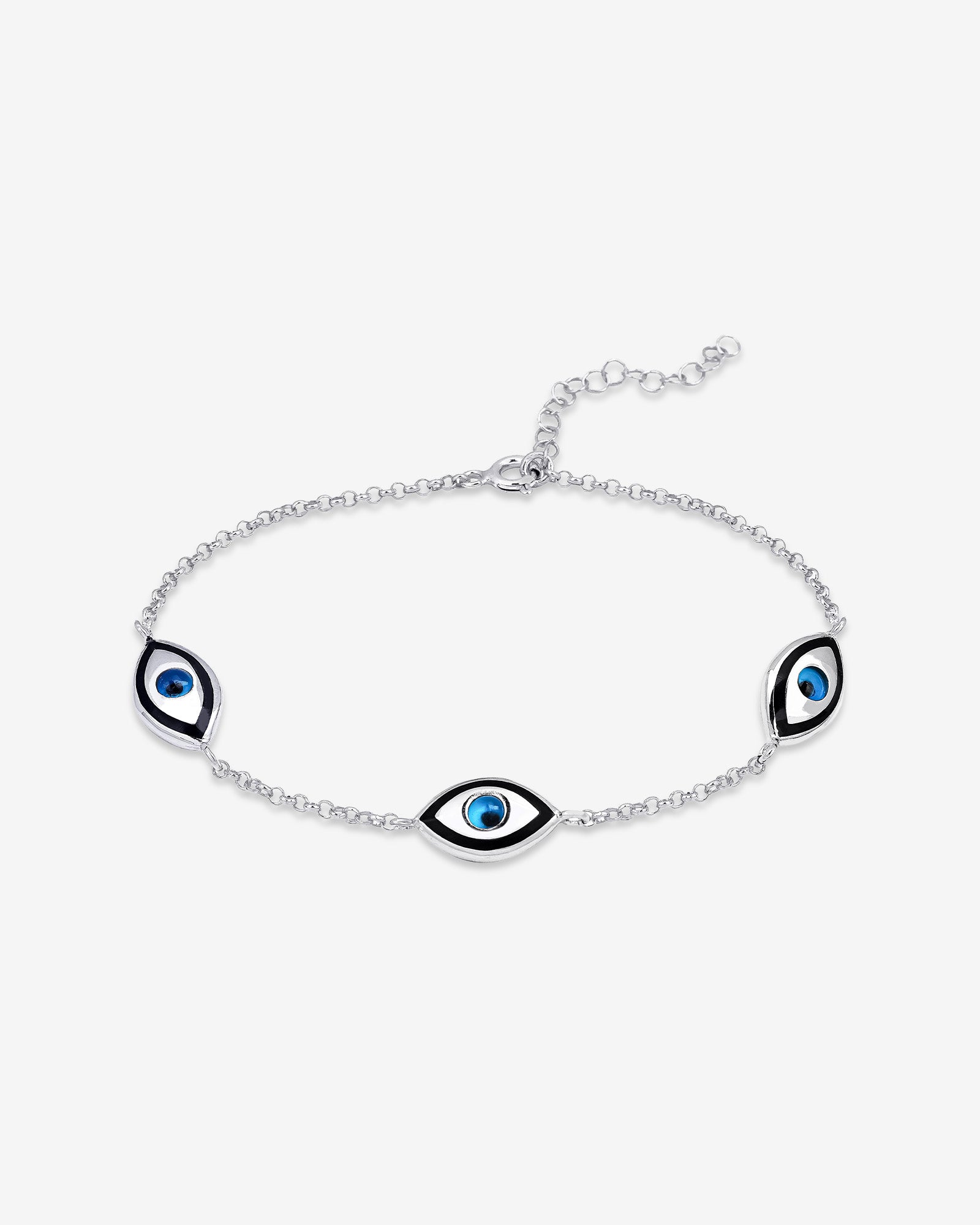 Marquise Evil Eye Bracelet , Black And White Enamel Evil Eye Protection Bracelet , Gold And Silver Chain Options , Symbol Of Protection