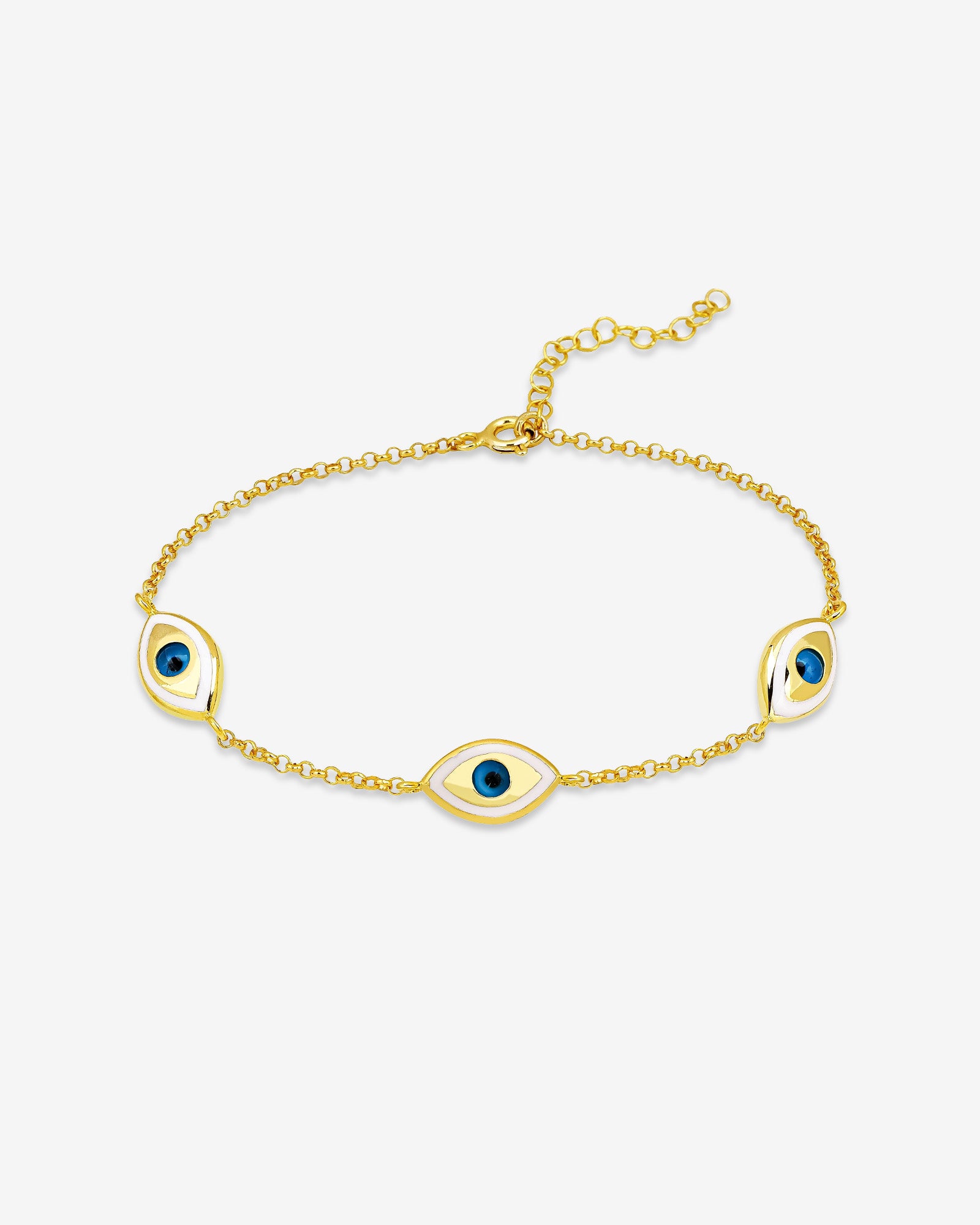 Marquise Evil Eye Bracelet , Black And White Enamel Evil Eye Protection Bracelet , Gold And Silver Chain Options , Symbol Of Protection