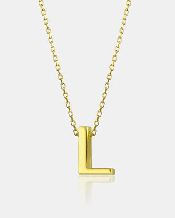 14k Solid Gold Initial Necklace - 14k Real Yellow Gold & White Gold Initial Necklace - 14k Personalized Letter Pendant - Jewelry For Women