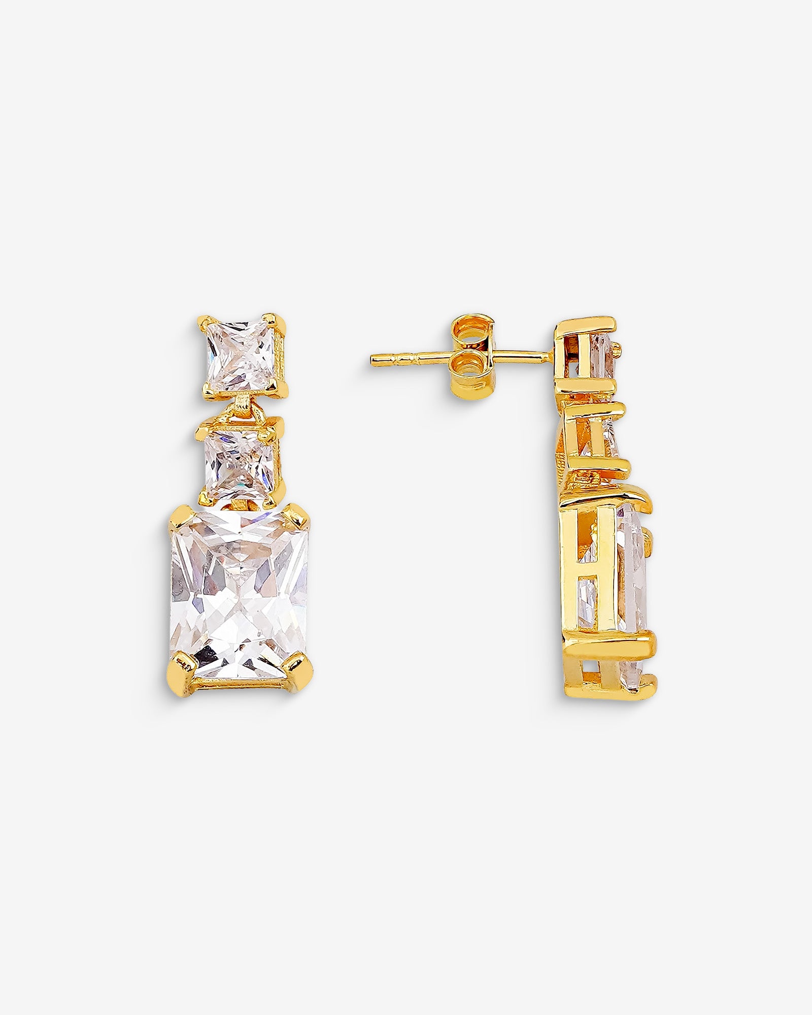 Baguette-cut Birthstone Earrings - Statement Earrings In Sterling Silver - Vintage-inspired Dangle Earrings - Zirconia Fancy Stud Earrings