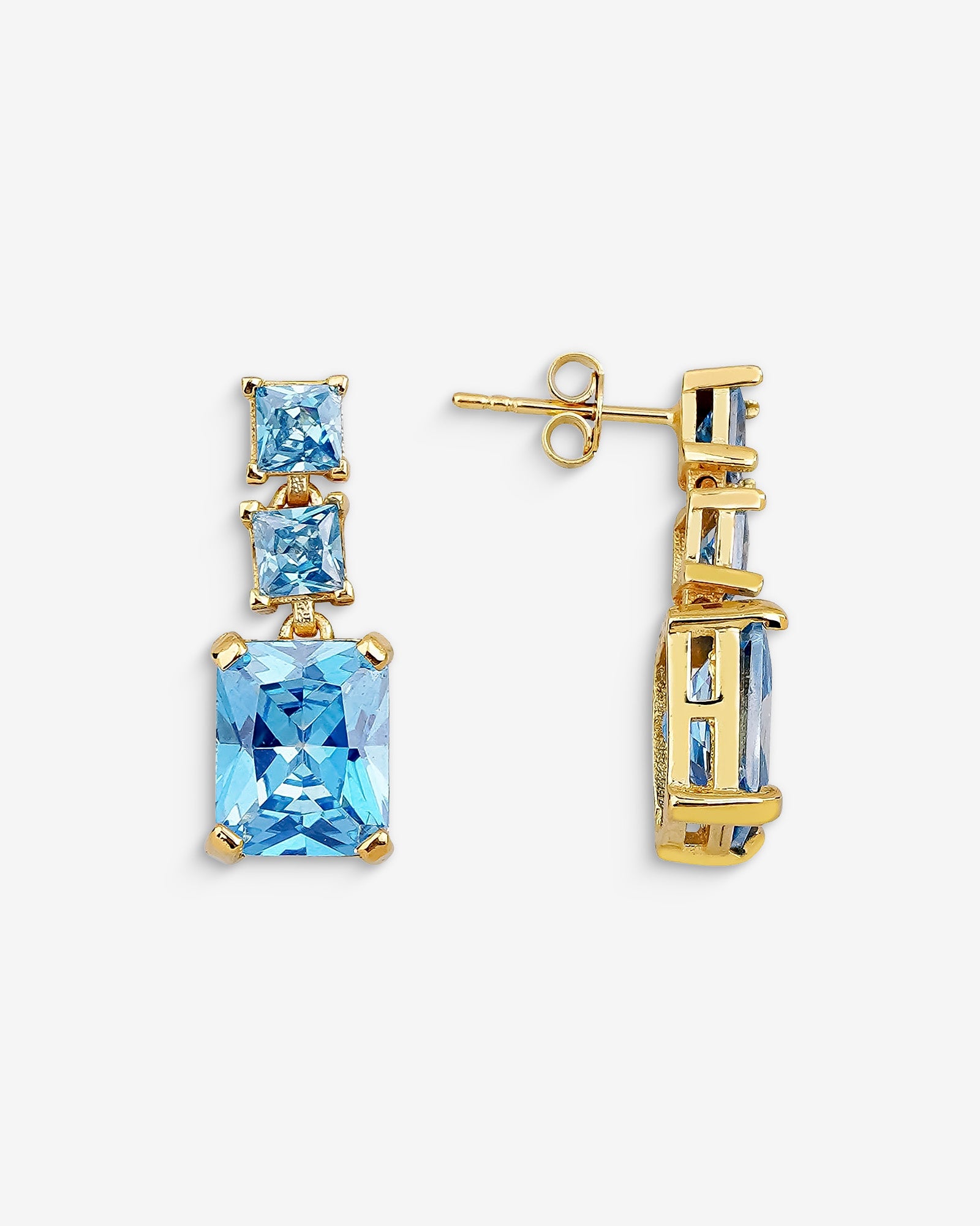 Baguette-cut Birthstone Earrings - Statement Earrings In Sterling Silver - Vintage-inspired Dangle Earrings - Zirconia Fancy Stud Earrings