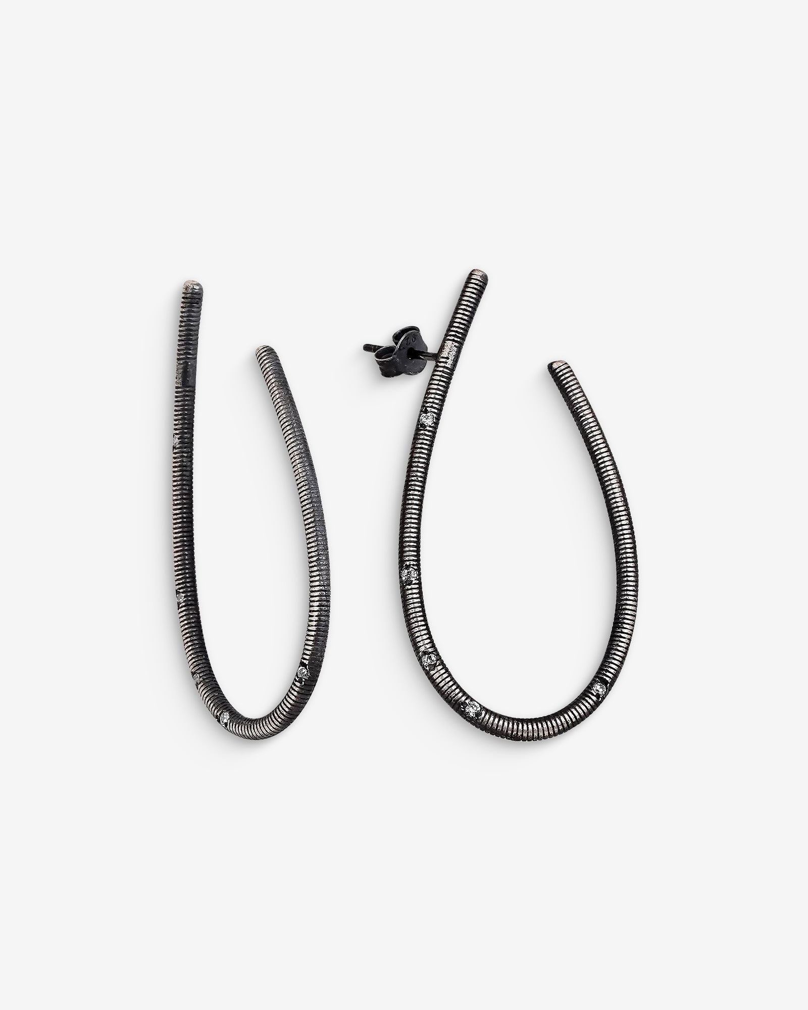 Large Hoop Earrings - Sterling Silver Hoop Earrings For A Stylish Look - Handmade Silver Oxidised Jewelry - Stud Earrings