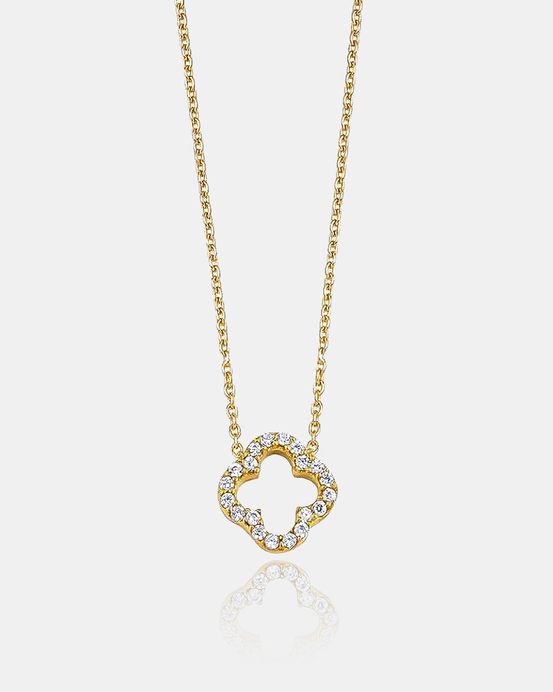 Dainty Four Leaf Clover Necklace - Cz Shamrock Pendant - 925 Sterling Silver Lucky Necklace - Gift For Nature Lovers