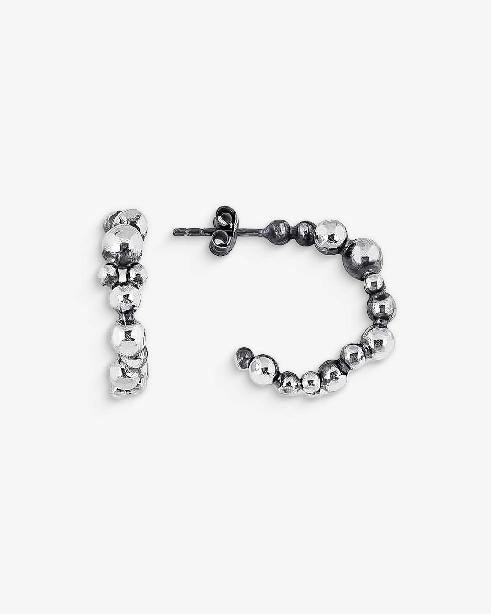 Handmade Beaded Bubble Hoop Earrings , Modern Bead Statement Hoops, Contemporary Jewellery , Unique Earrings Gift , Gold & Silver Bead Hoops