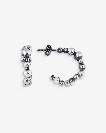 Handmade Beaded Bubble Hoop Earrings , Modern Bead Statement Hoops, Contemporary Jewellery , Unique Earrings Gift , Gold & Silver Bead Hoops