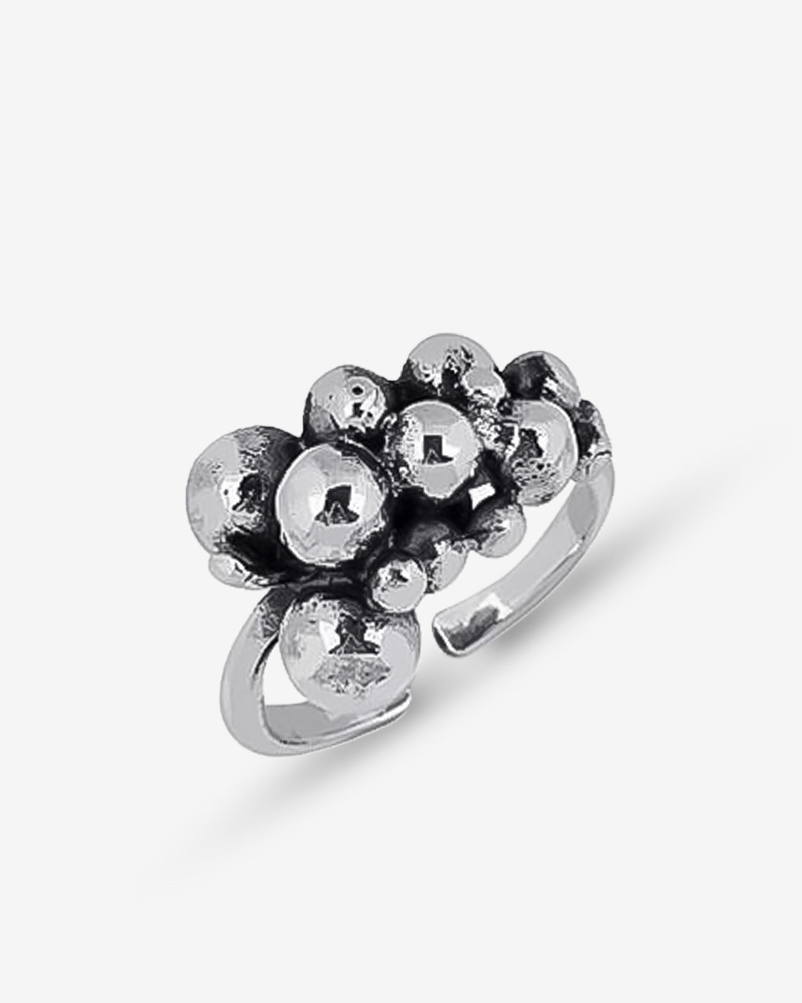 Chunky Silver Bead Cluster Ring , Grape Cluster Inspired Ring , Handmade Bubble Ring , Bold Statement Ring For Women, Boho Bold Ring