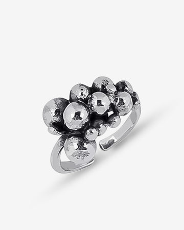 Chunky Silver Bead Cluster Ring , Grape Cluster Inspired Ring , Handmade Bubble Ring , Bold Statement Ring For Women, Boho Bold Ring