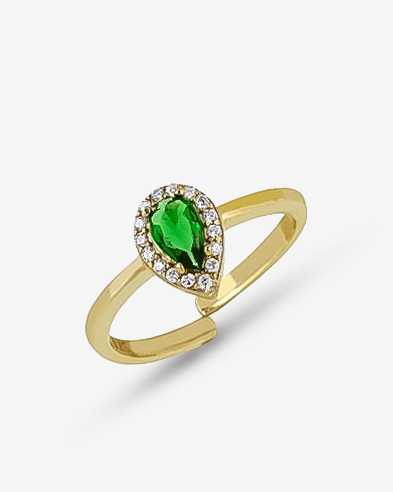 Dainty Zirconia Frame Teardrop Ring - Sapphire , Emerald And Crystal Gemstone Ring - Elegant Sparkling Ring - Halo Teardrop Ring