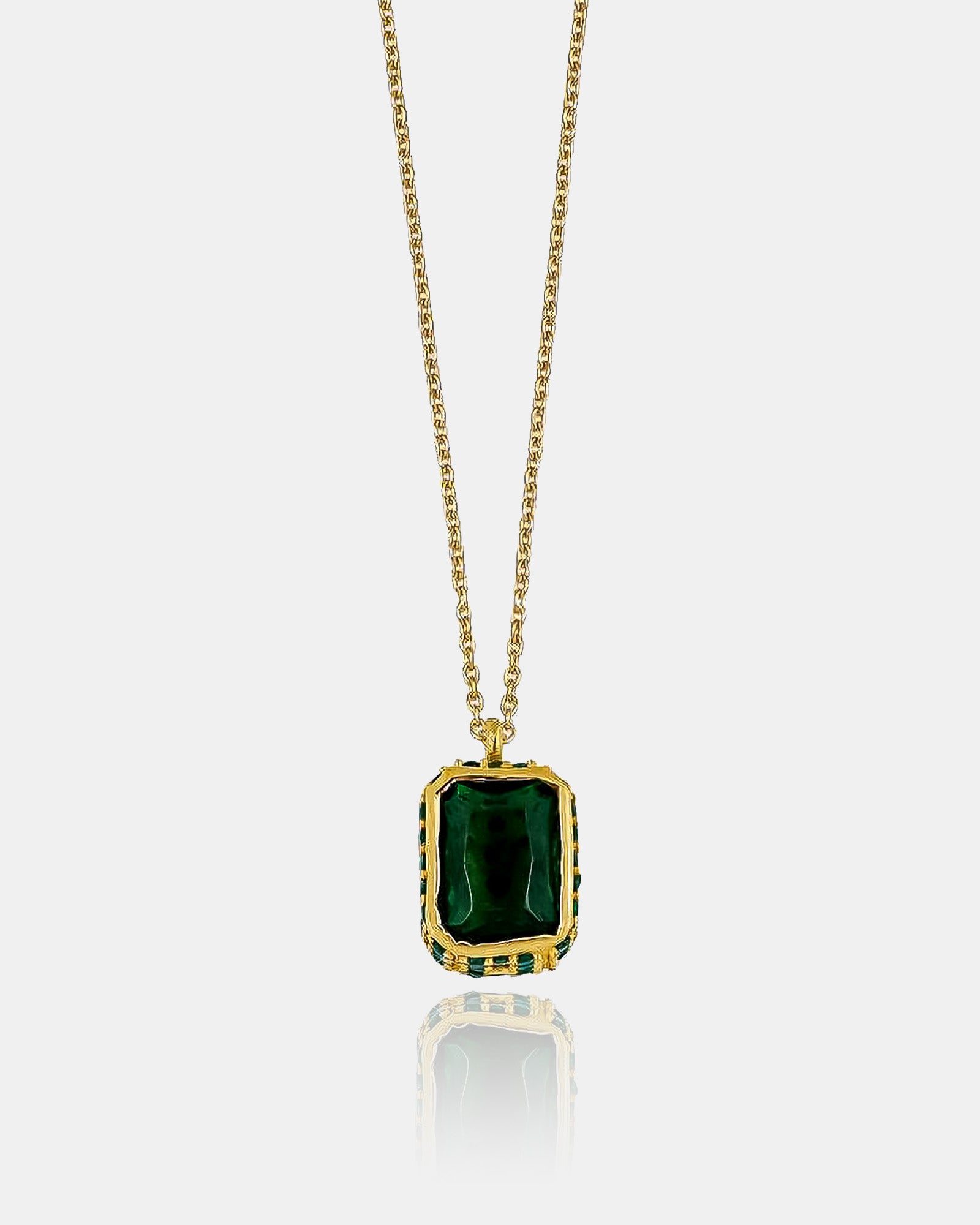 Baguette Cut Emerald Necklace , Gold Framed Gothic Black Gem Pendant , Handmade Timeless Jewelry , Emerald Cut Solitaire Silver Necklace