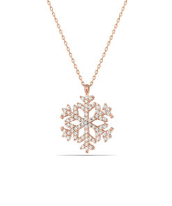 Sterling Silver Snow Flake Necklace - White
