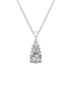 Drop Birthstone Silver Necklace - Crystal