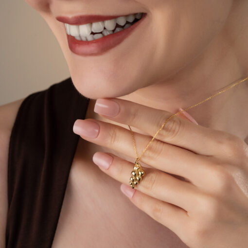 Artisan Grape Cluster Necklace - Gold - Image 2