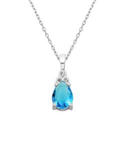 Drop Birthstone Silver Necklace