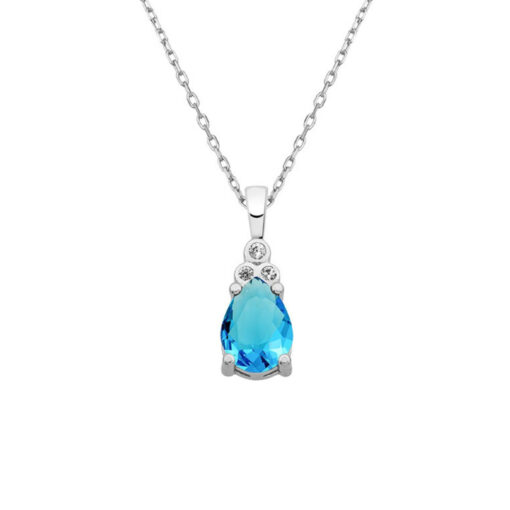 Drop Birthstone Silver Necklace