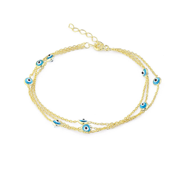 Evil Eye Bracelet with Blue Beads