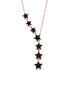 Dainty Star Lariat Necklace - Black-Rose Gold