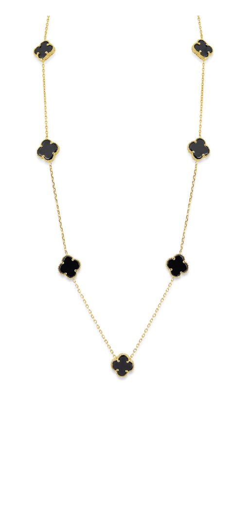 Modern Lucky Clover Charm Necklace - Gold & Black