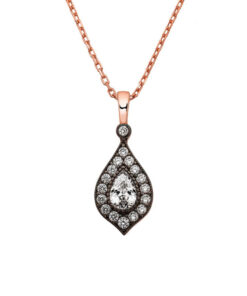 Pear Cut Halo Necklace