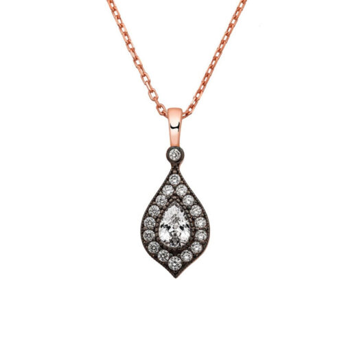 Pear Cut Halo Necklace